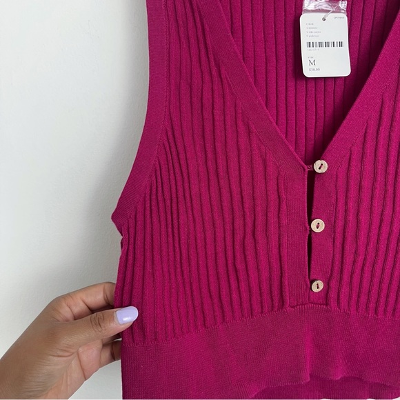 NWT Free People Hot Pink Fucsia  Saturday Morning Crop Tank Size M - Picture 5 of 7